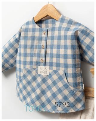 Tongs Baby 5792 8692023118460 TO5792 Checked Linen Outfit (6-36 months)