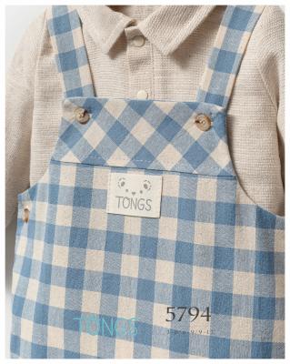 Tongs Baby 5794 8692023118484 TO5794 Checked Linen Dungaree set(3-12 months)