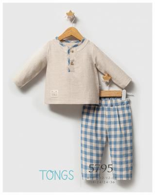 Tongs Baby 5795 8692023118491 TO5795 Checked Linen Outfit (6-36 months)