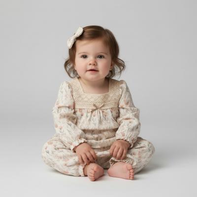 TO5800P Cotton Lace and Floral Romper (0-9 months)