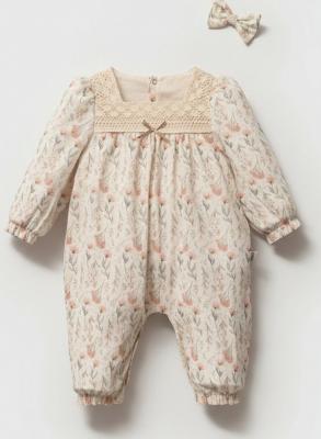 Tongs Baby 5801 8692023117869 TO5800P Cotton Lace and Floral Romper  (0-9 months)