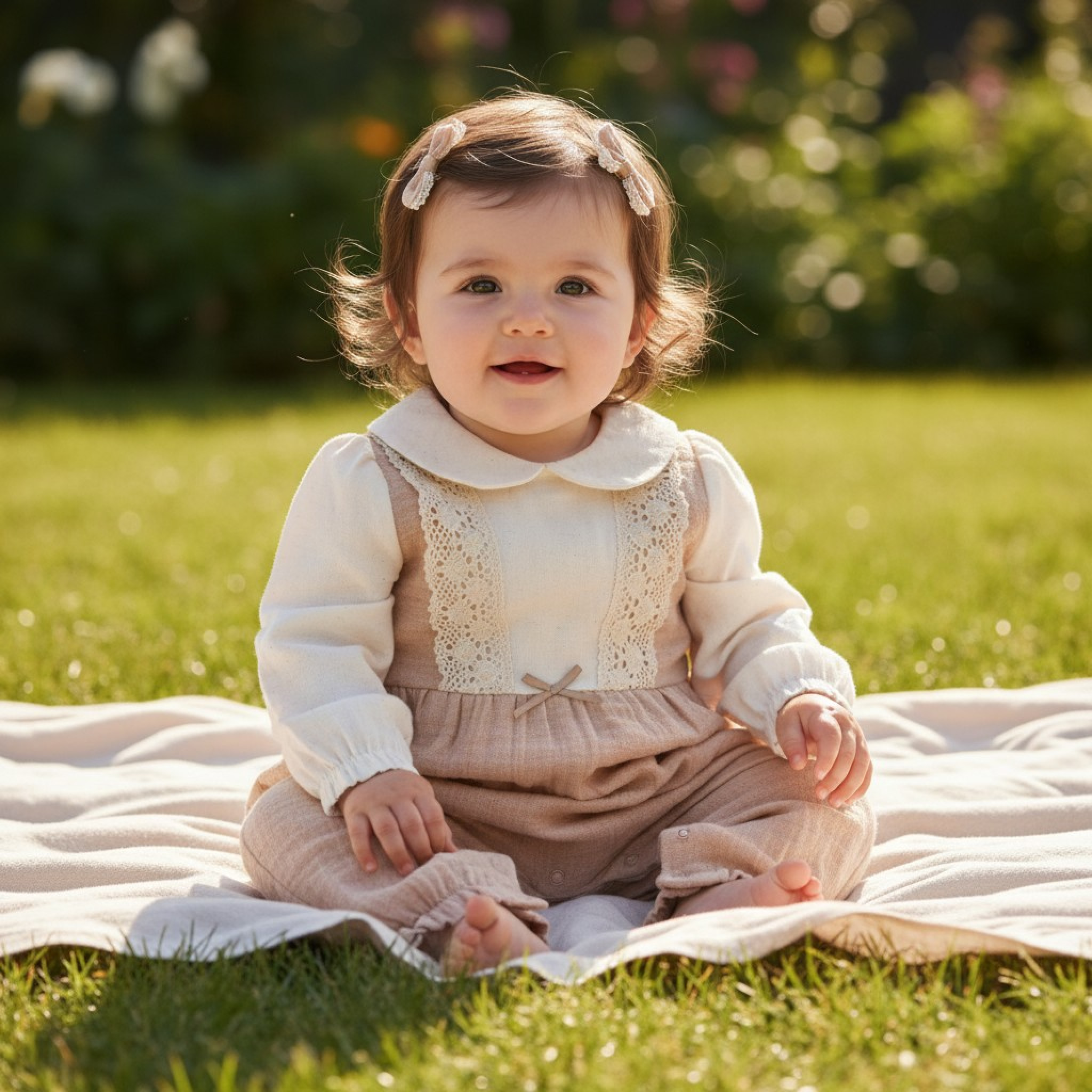 Tongs Baby 5801 8692023117869 TO5801P Lace and hemp Romper  (0-9 months)