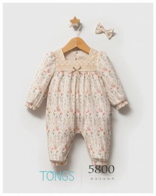 Tongs Baby 5801 8692023117869 TO5800 Cotton Lace and Floral Romper  (0-9 months)