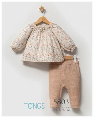 Tongs Baby 5803 8692023117821 TO5803 Floral Hemp Two Piece Set (6-36 months)