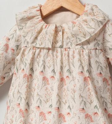 Tongs Baby 5804 8692023117838 TO5804 Floral Hemp & Cotton Three Piece Set (6-36 months)