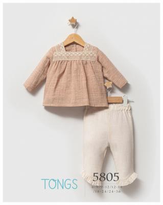 Tongs Baby 5805 * TO5805 Lace and hemp Two Piece Set (6-36 months)