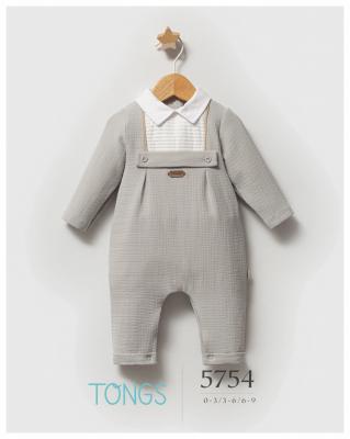 Tongs Baby 5754 8692023117449 TO5754G Grey Bar  Romper(0-9 months)
