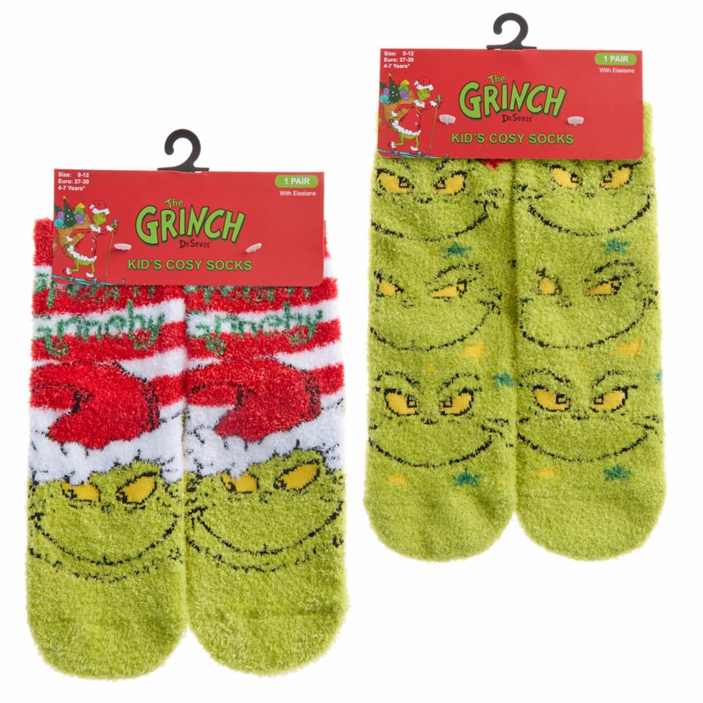 Tick Tock TT42B822/GRINCH  TT42B822 Grinch  Cosy Socks with Grippers (9-3.5)