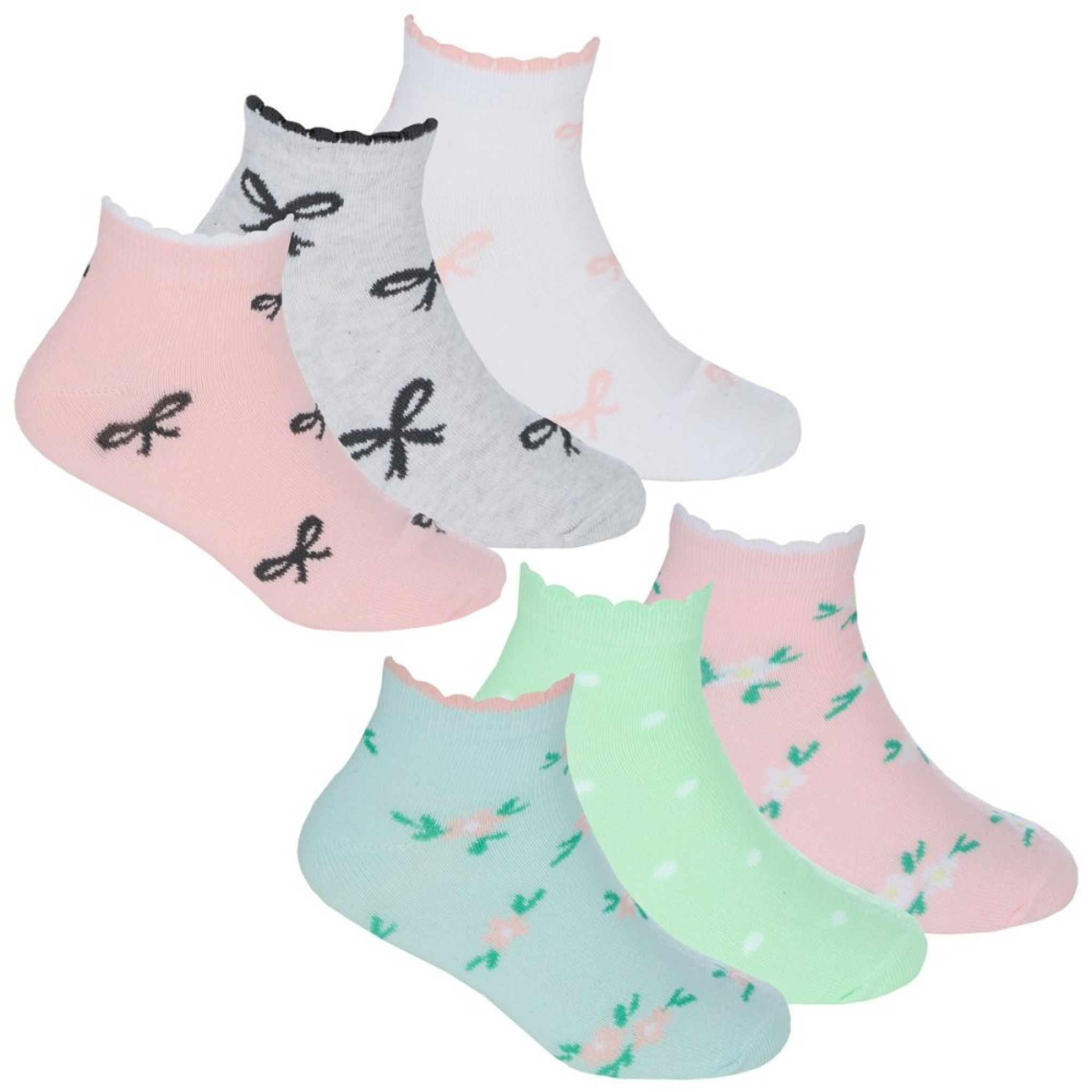 Tick Tock 43B629/WHITE 5056188222678 TT43B872 Ditsy bows trainer liner socks (6-3.5)