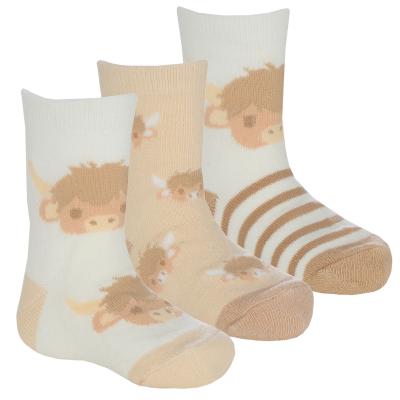 Tick Tock 44B1043  TT44B1043 Triple Pack Highland Cow/Bear Socks (0-5.5)