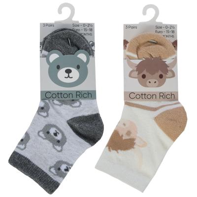 Tick Tock 44B1043  TT44B1043 Triple Pack Highland Cow/Bear Socks (0-5.5)