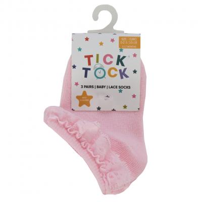 Tick Tock 44B1049  TT44B1049 Triple Pack  Lace Trainer  Socks (0-5.5)