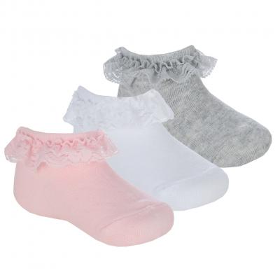 Tick Tock 44B1049  TT44B1049 Triple Pack  Lace Trainer  Socks (0-5.5)