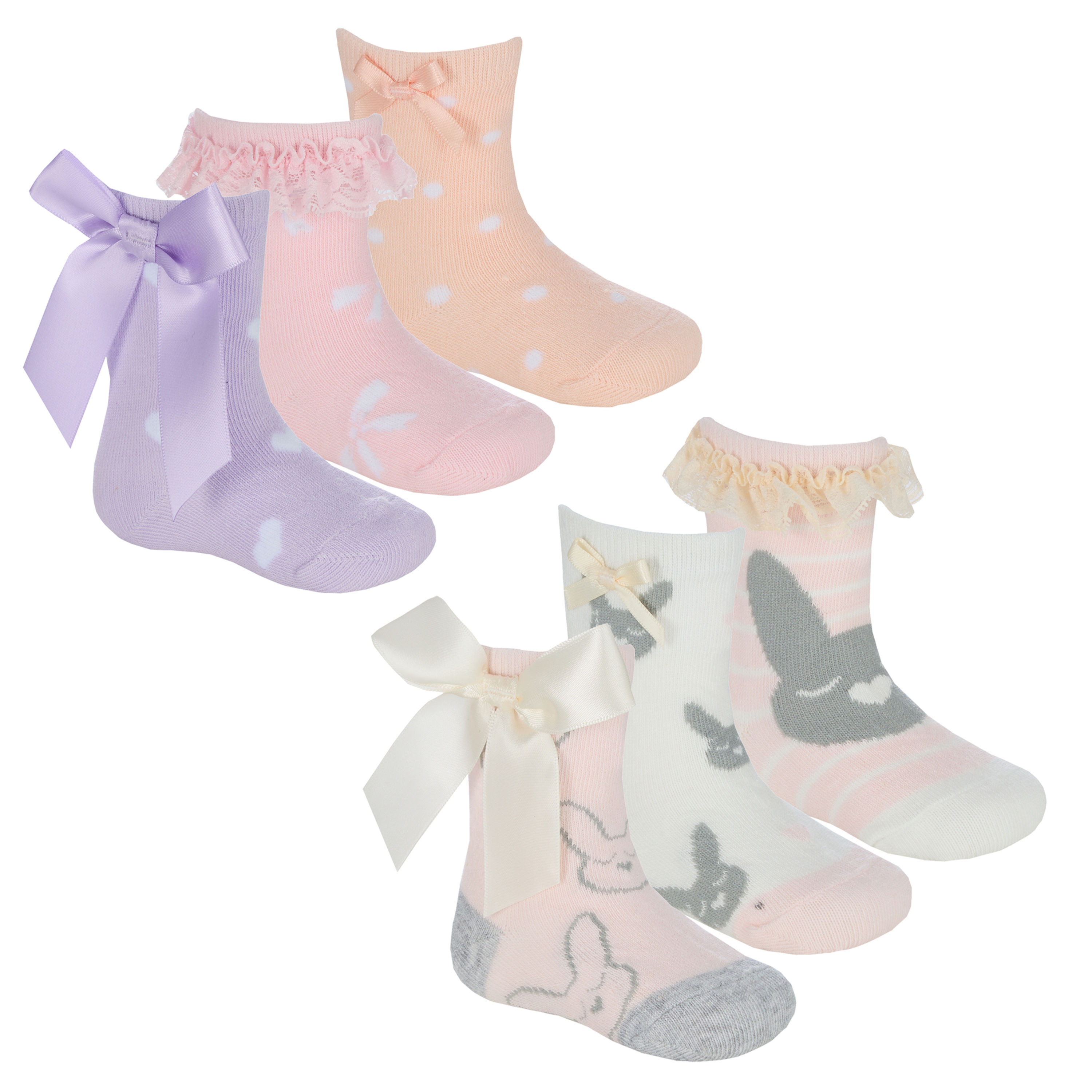 Tick Tock 44B1043  TT44B1050 Triple Pack  Frill Bow and Bunny Socks (0-5.5)