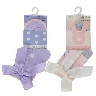 Tick Tock 44B1043  TT44B1050 Triple Pack  Frill Bow and Bunny Socks (0-5.5)