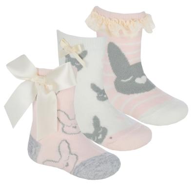 Tick Tock 44B1043  TT44B1050 Triple Pack  Frill Bow and Bunny Socks (0-5.5)