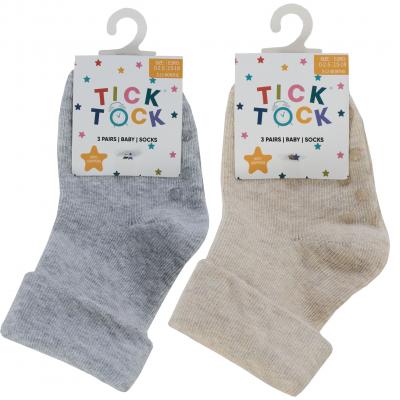 Tick Tock 44B1052  TT44B1052 Triple Pack Turn Down Socks (0-5.5)