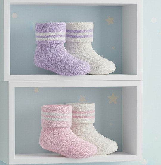 Tick Tock 44B1056  TT44B1056 Twin Pack Cosy Socks with grippers(0-5.5)