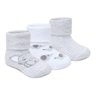 TT44B1064  Triple pack of gripper Socks "Elephants" 