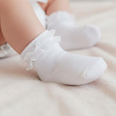 TT44B487-W  Triple Pack of Lace Trimmed Ankle Socks  (3-5.5)
