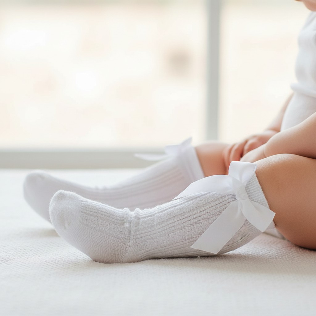 Tick Tock 44B845/WHITE 5056188222685 TT44B845-W Cable Knee High Socks with Bow (0-5.5)