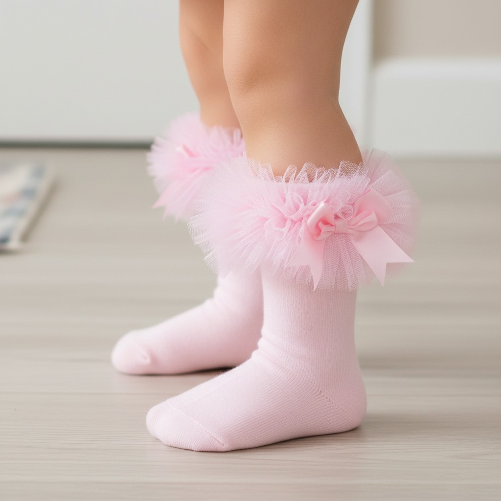 Tick Tock 44B881 5056188225310 TT44B881-P Pink "Bow" Tutu Socks (0-5.5)