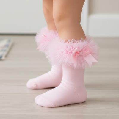 TT44B881-P  Pink "Bow" Tutu Socks  (0-5.5)