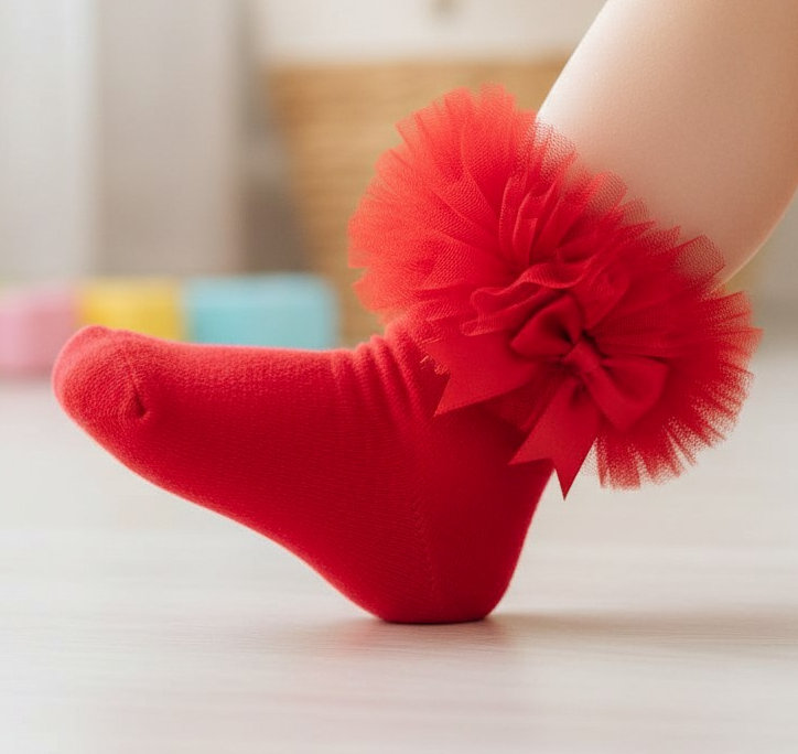 Tick Tock 44B882 5056188227666 TT44B882R Red "Bow" Tutu Socks (0-5.5)