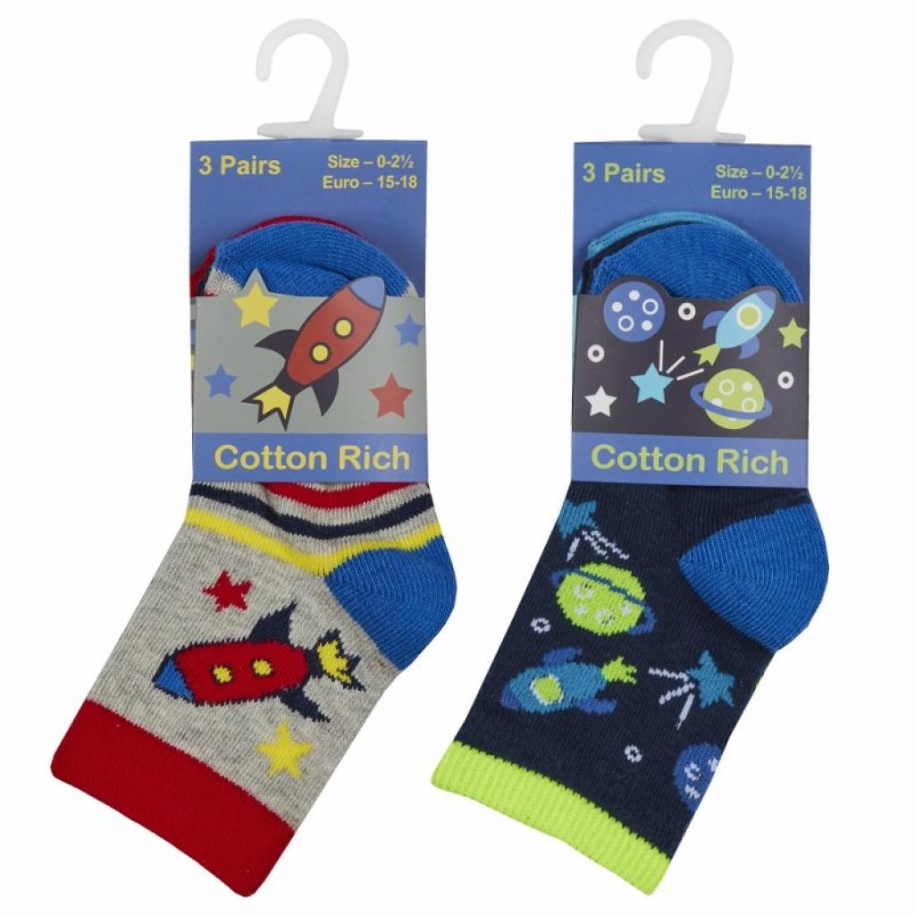 Tick Tock 44B891  TT44B891 Space triple pack  of socks (0-5.5)