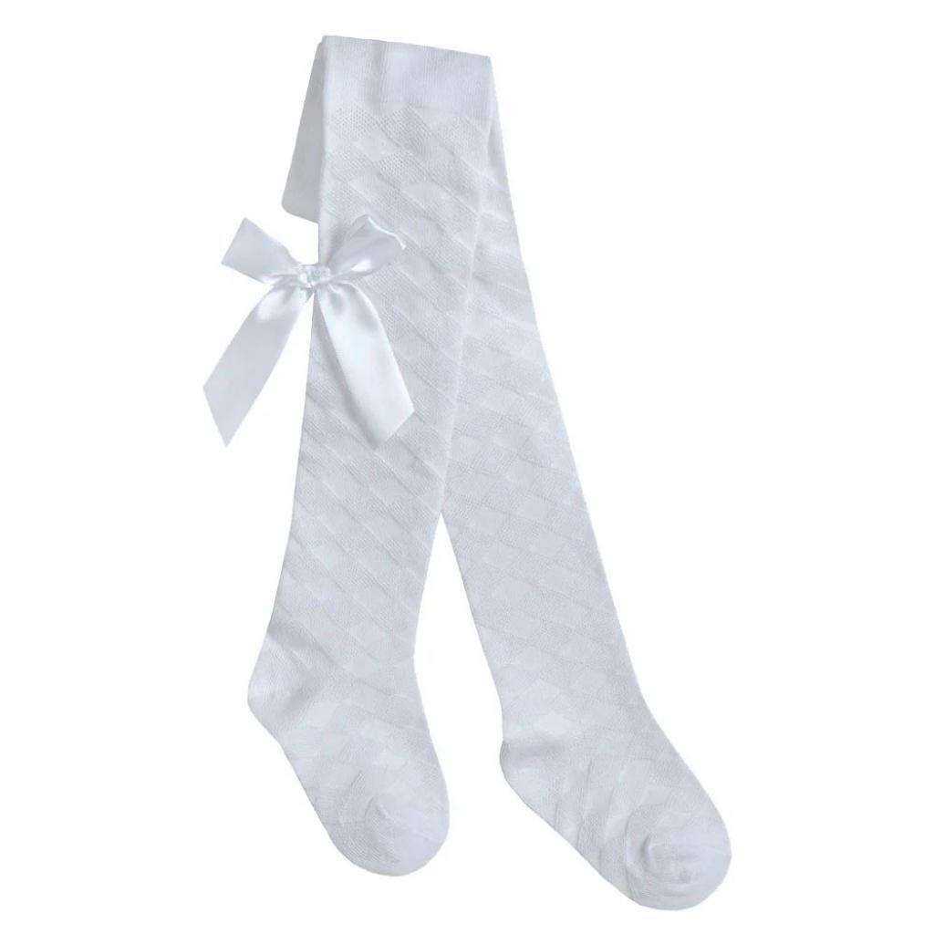 Tick Tock   TT45B13 White Tights with bow (Choose 0-24 months)