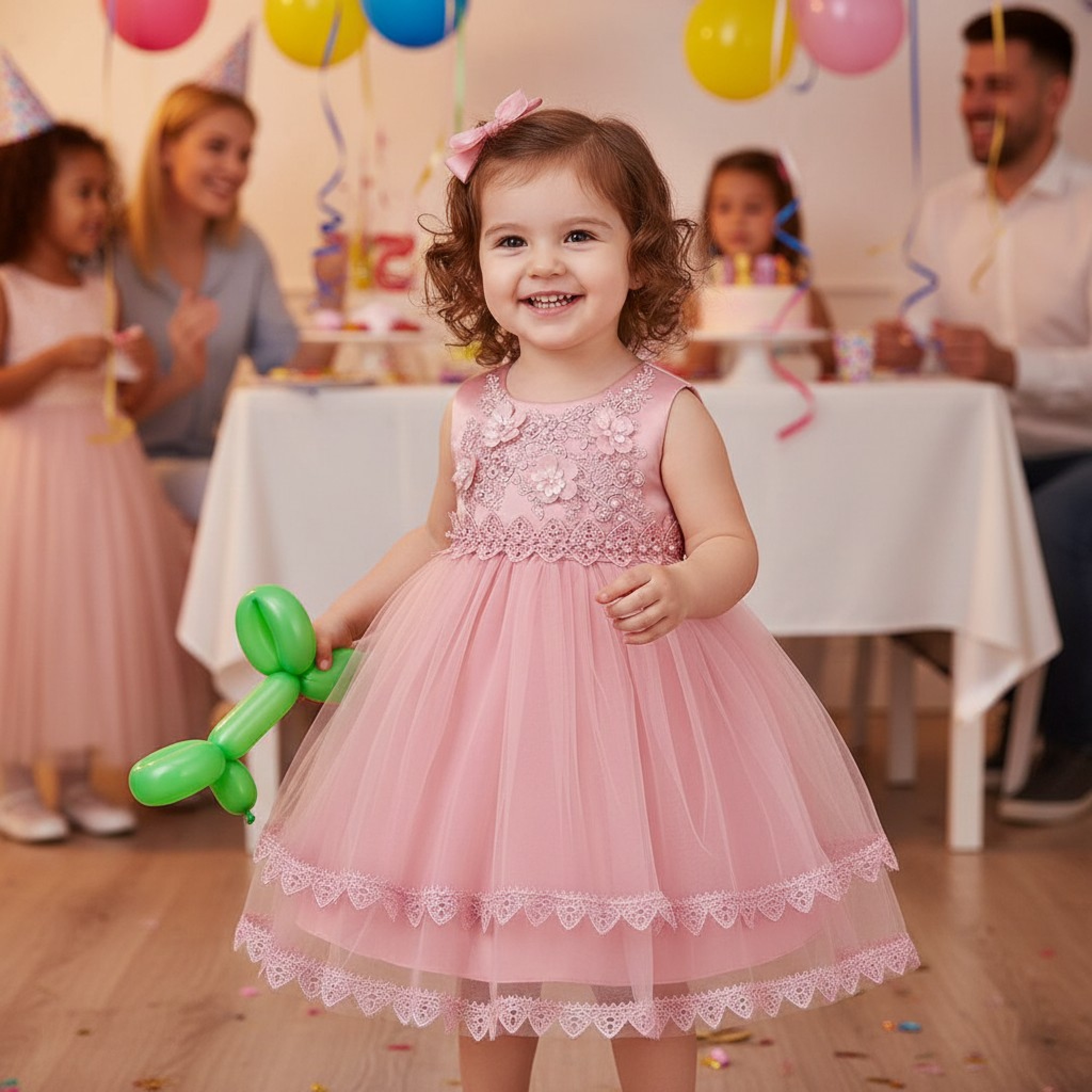 Claire Couture China * Ti0001DP Dusky Pink  Embellished Dress (6-36 months)