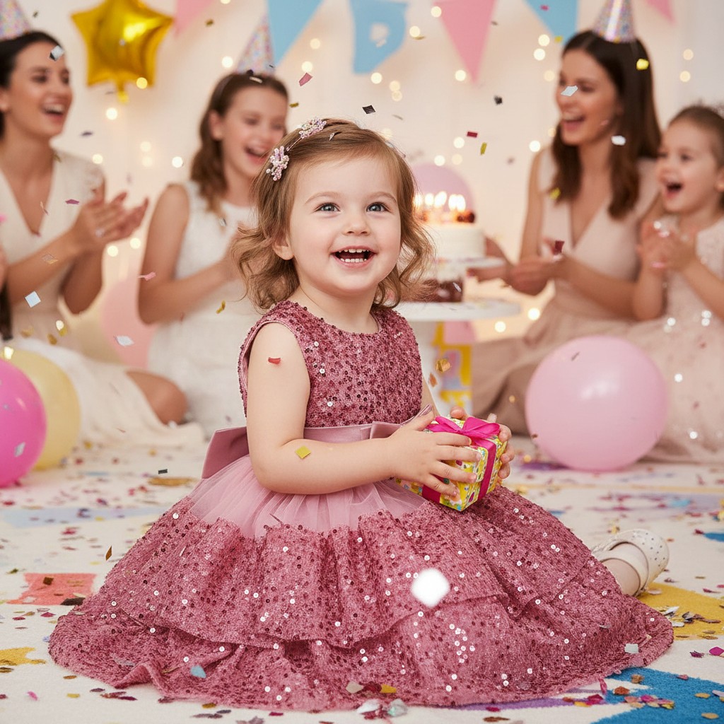Tia London China * Ti66191-DP Dusky Pink Sequin Dress SINGLE (Choose 6-24 months)