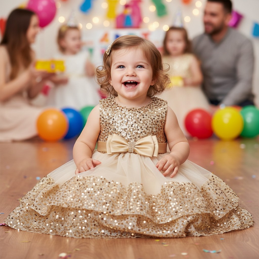 Tia London China * Ti66191-G Gold Sequin Dress SINGLE  (Choose 6-24 months)