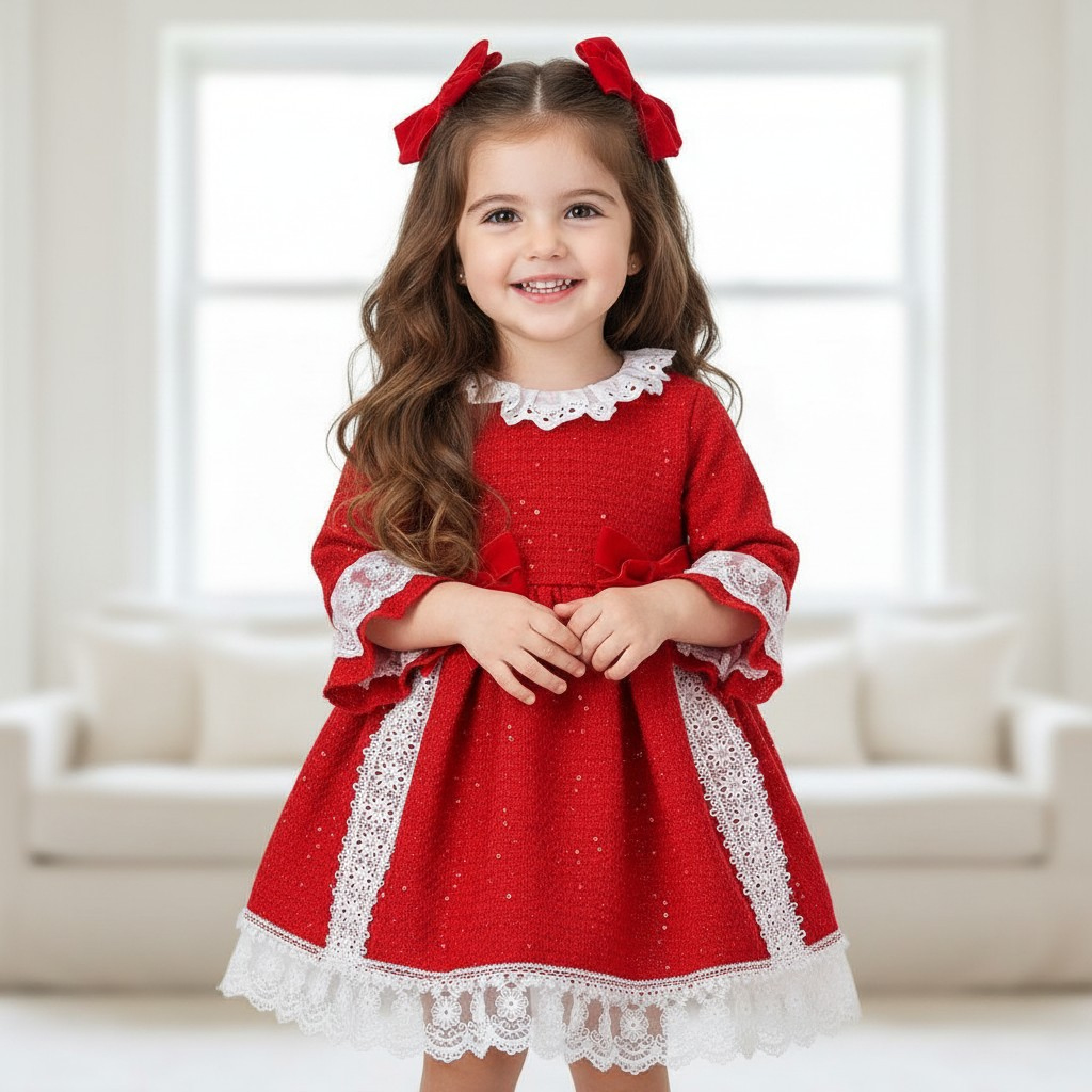 Tia London China * TiK243 Glitter Bow Dress SINGLE choose (3-24 months)