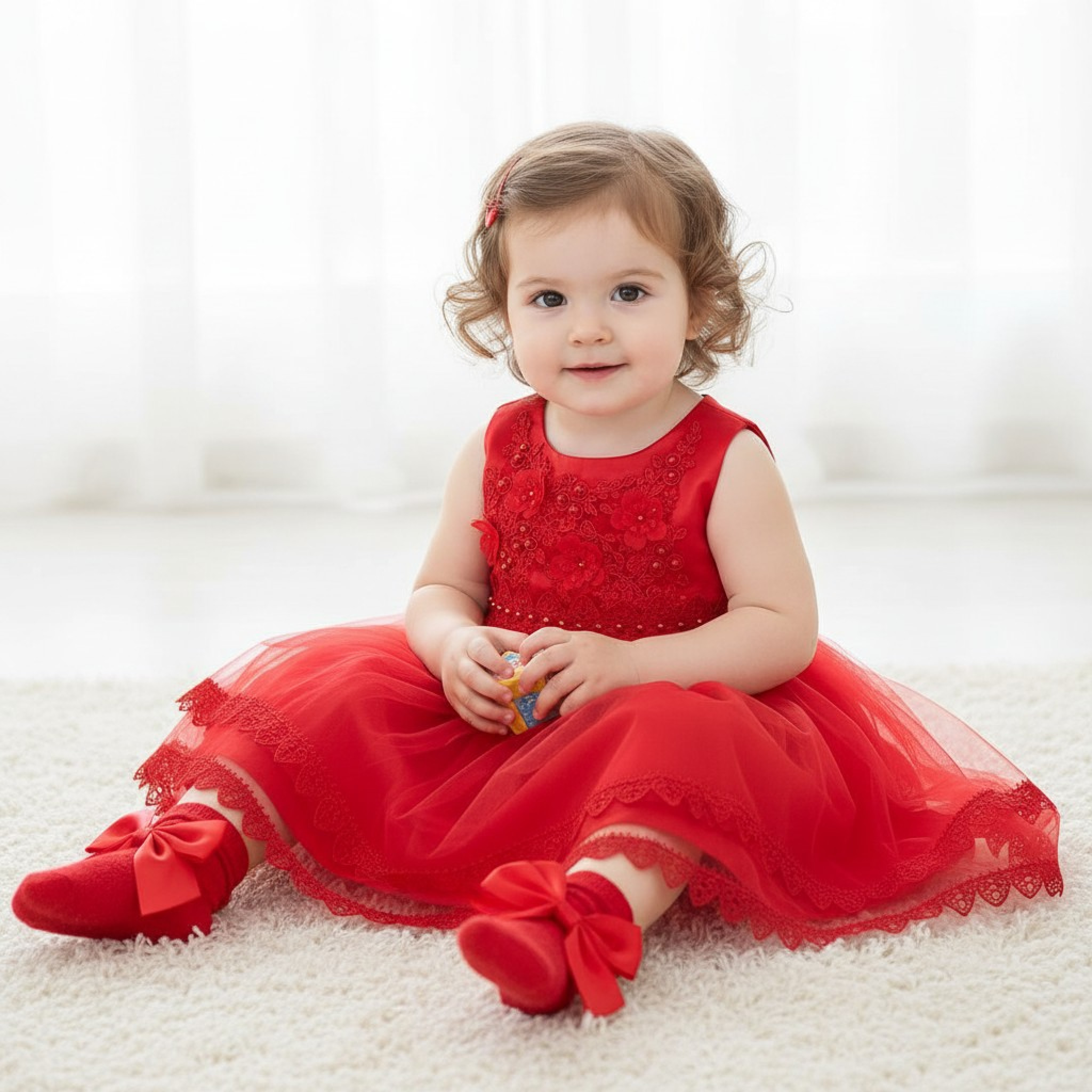 Claire Couture  * Tia0001-R Red  Embellished Dress (6-36 months)