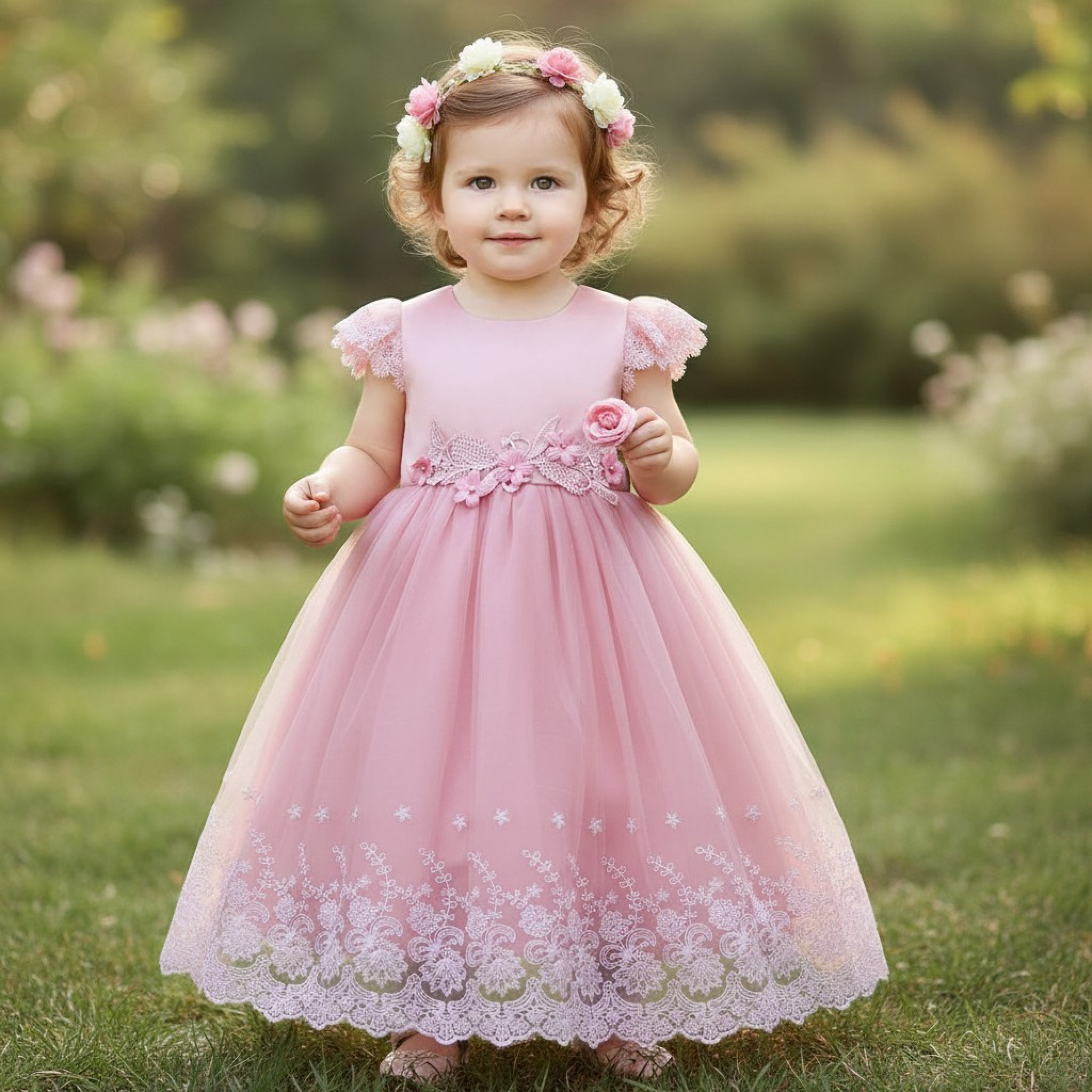 Tia London China * Tia67238-DP  Appliqued Dress(0-24 months)
