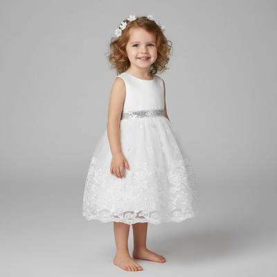 Tia8809-W White Sequin Sash Dress (1-4 years)