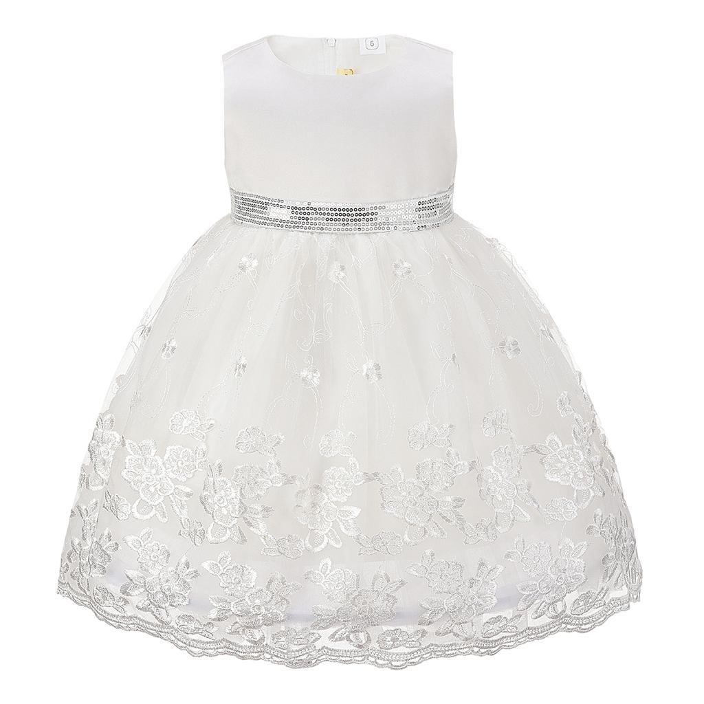 Claire Couture China * Tia8809W White  Sequin Sash  Dress (1-4 years)