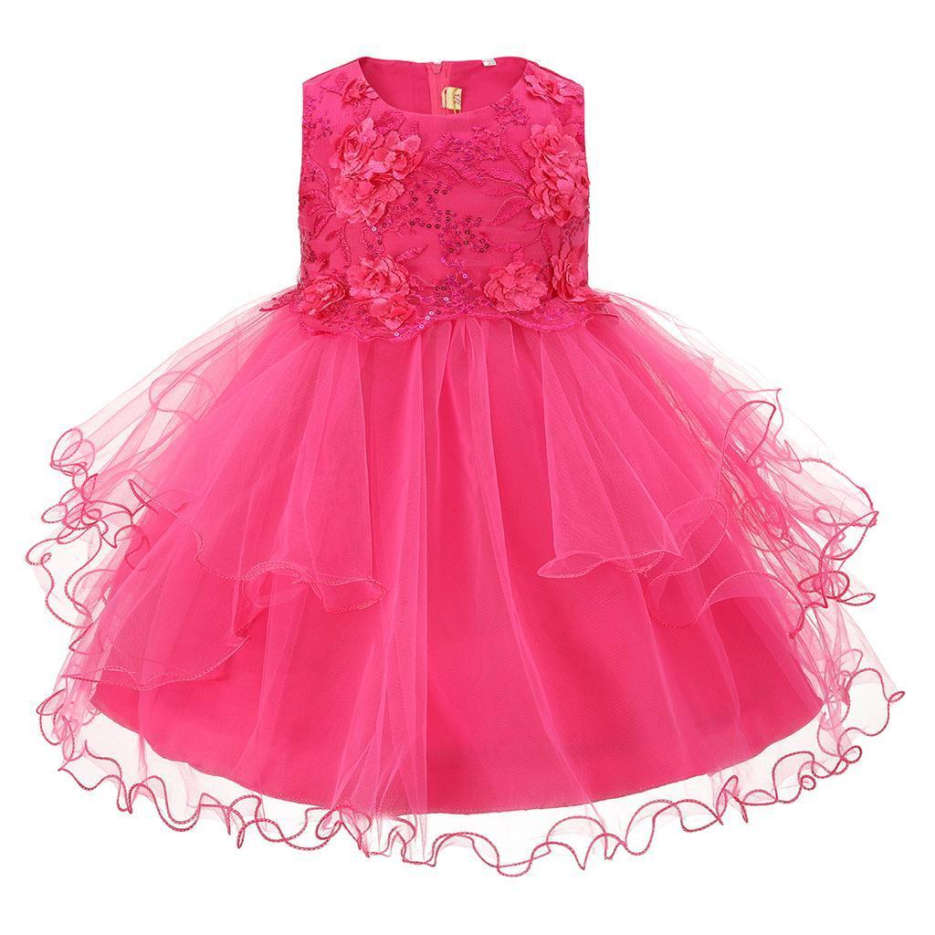 Tia London China * TiaH100HP Hot Pink Appliqued Dress(0-24 months)
