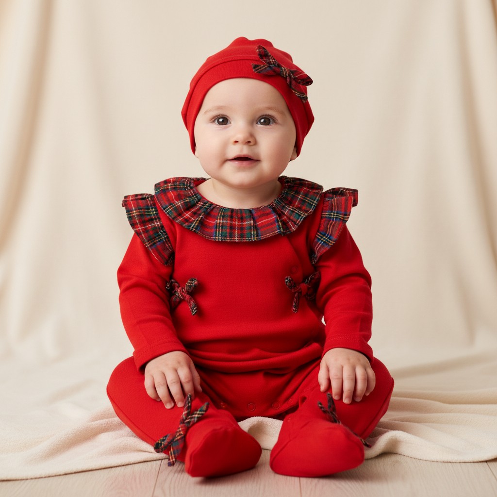 Visara & Vivaki  * VS0250-R Tartan All In one (0-9 months)