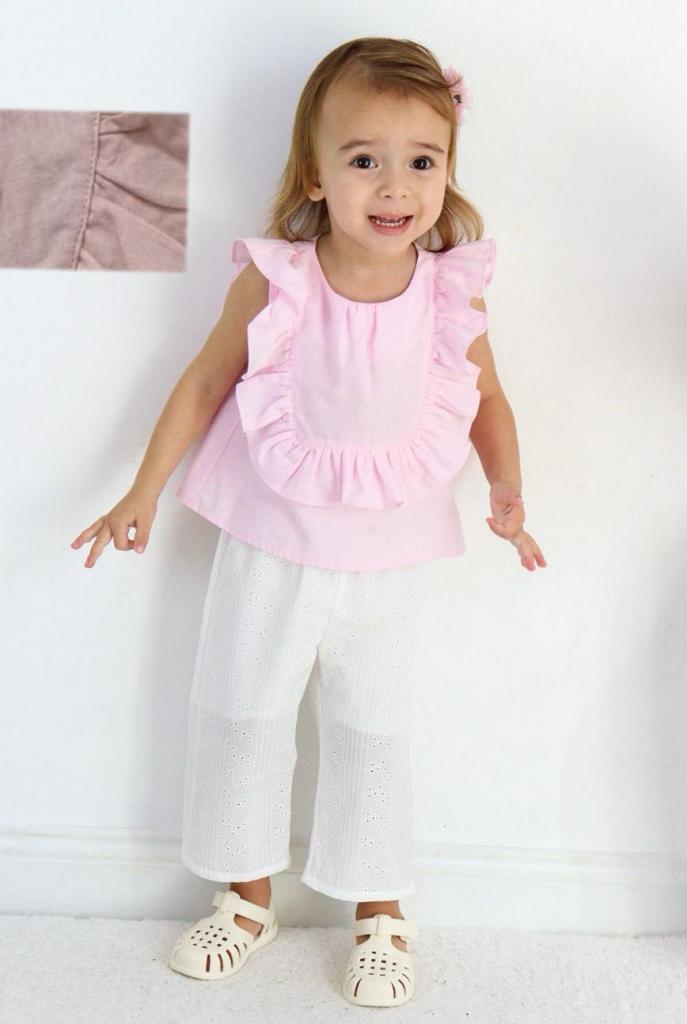 Visara & Vivaki 0641 * VS0641-Dp Dusky Cotton Frill Broderie Anglaise Set (6-36 months)