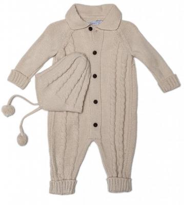 Visara & Vivaki 1397 5038579013973 VS2065-BE Beige  Cotton Knitted Romper Set (0-9m)