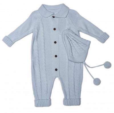 Visara & Vivaki 1397 5038579013973 VS2065-S Sky Cotton Knitted Romper and hat (0-9m)