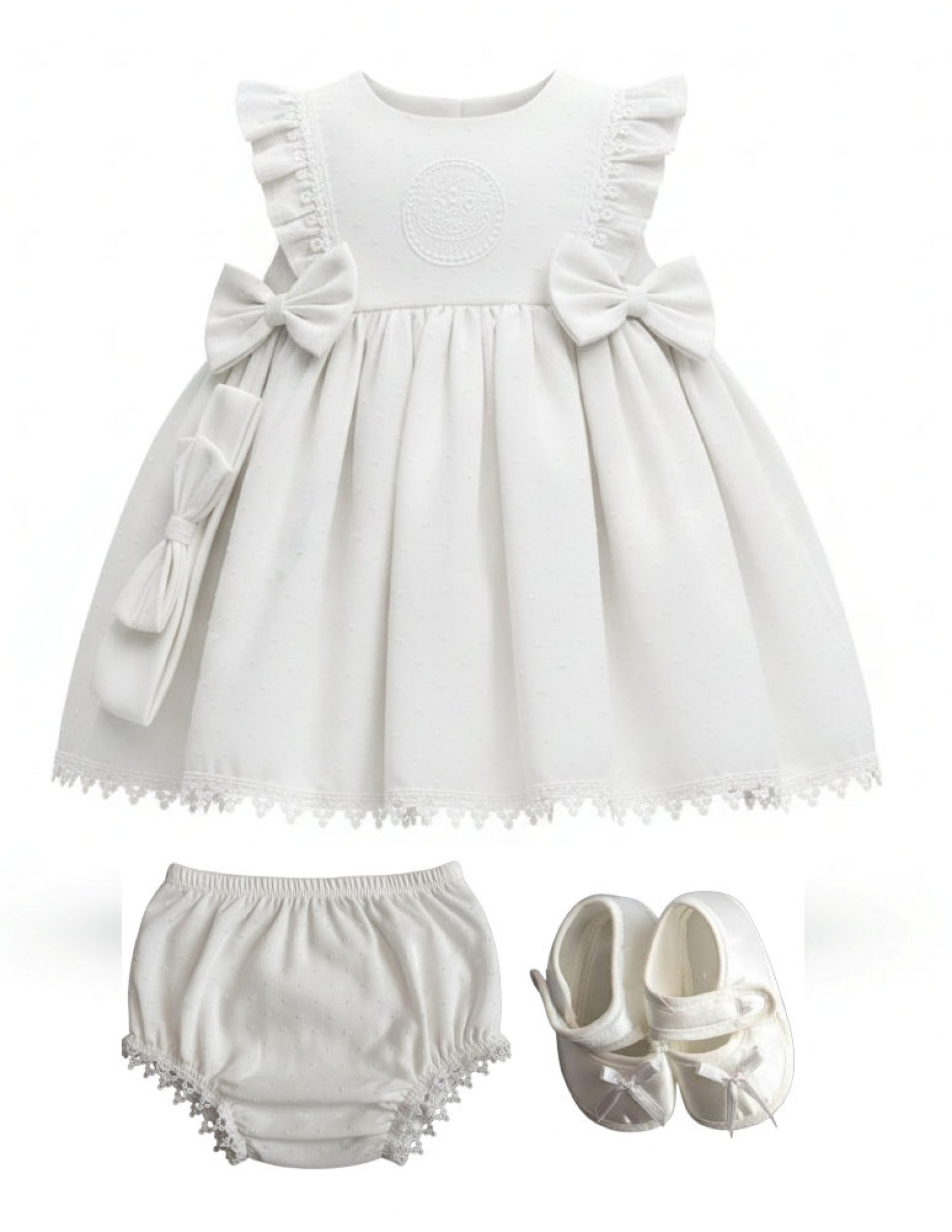 Visara & Vivaki 4383 8698611221321 VS22132-W Doby Dress set (0-12 months)