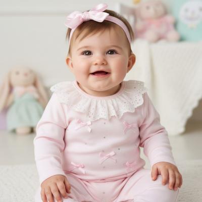 VS26102-P   Bows Romper  Set  (0-9 months)