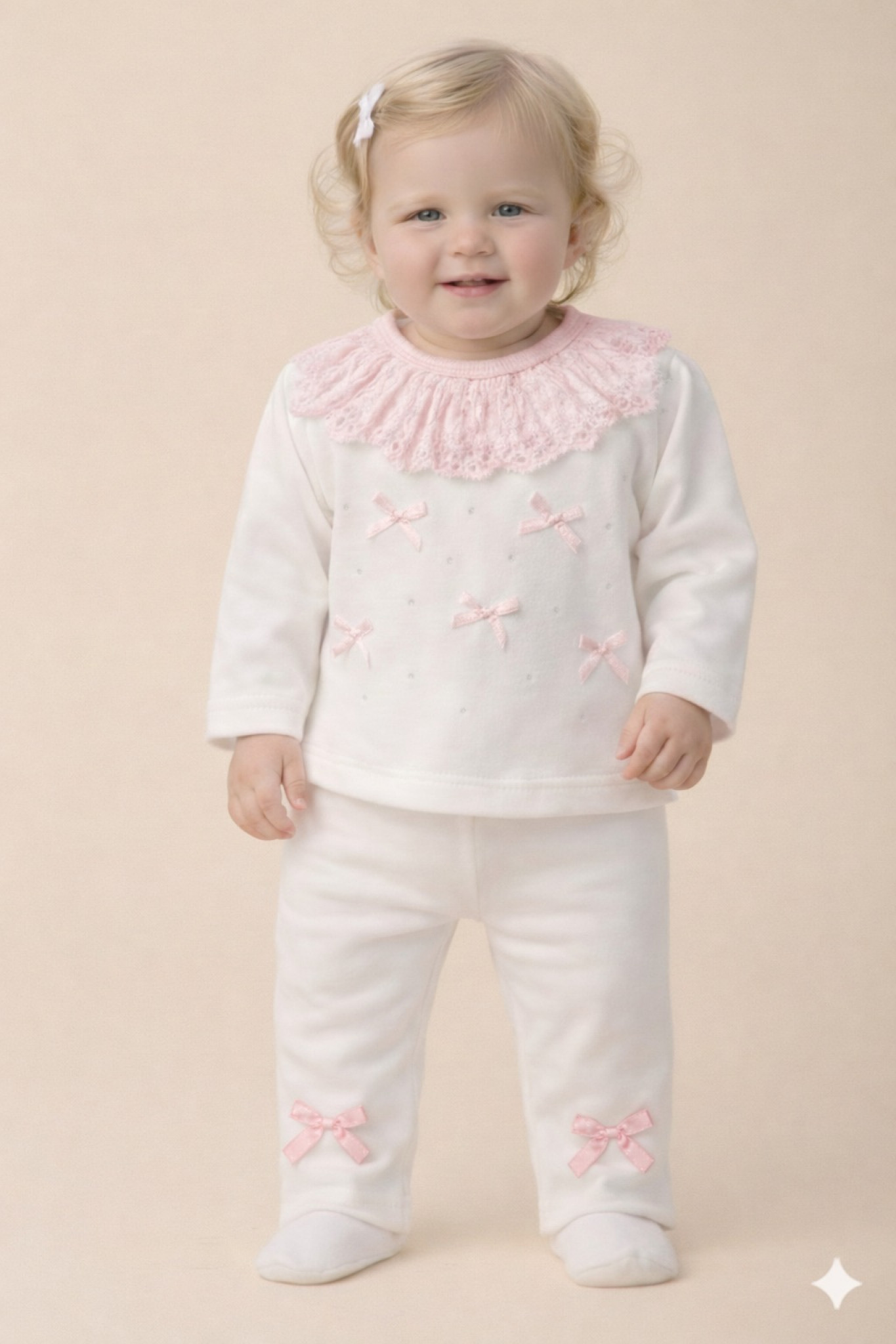 Visara & Vivaki LEGGING26103  VS26103IP Diamante Bow Two Piece Set ( 0-9 months)