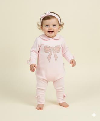 VS26105-P  Diamante Bow Romper  Set  ( 0-9 months)