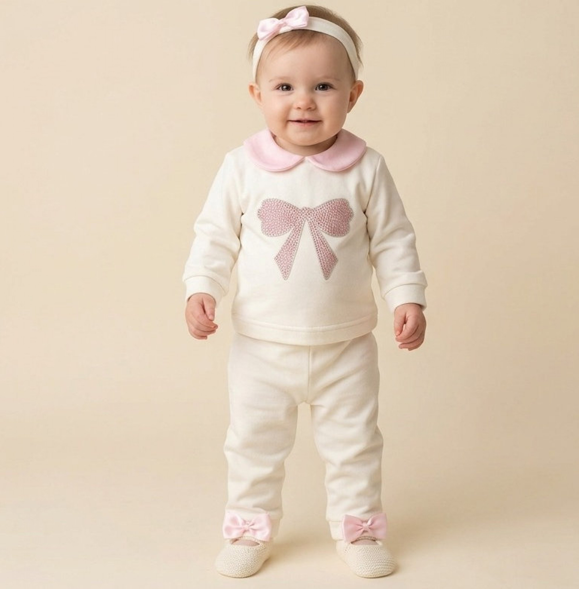 Visara & Vivaki LEGGING26106 8698611261051 VS26106IP Diamante Bow Two Piece Set ( 0-9 months)
