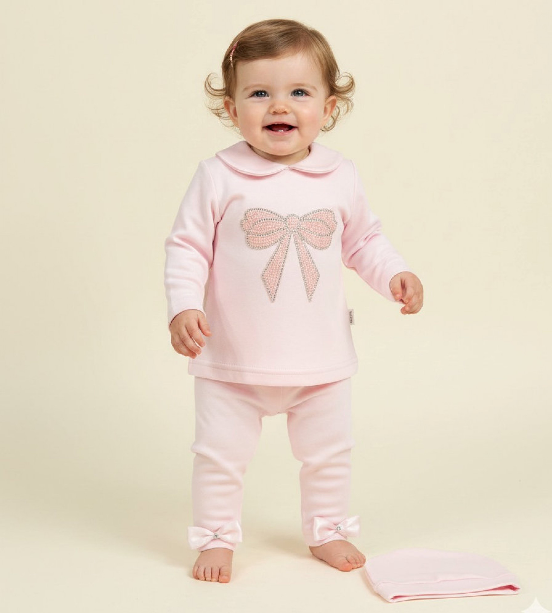 Visara & Vivaki LEGGING26106 8698611261051 VS26106P Diamante Bow Two Piece Set ( 0-9 months)