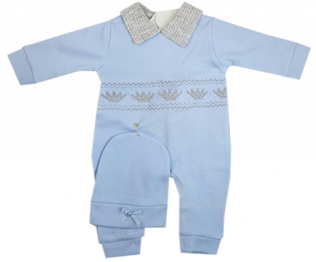 Visara & Vivaki 04635 8698611046351 VS4635-S Sky Crown Romper and Hat (9-12 only)